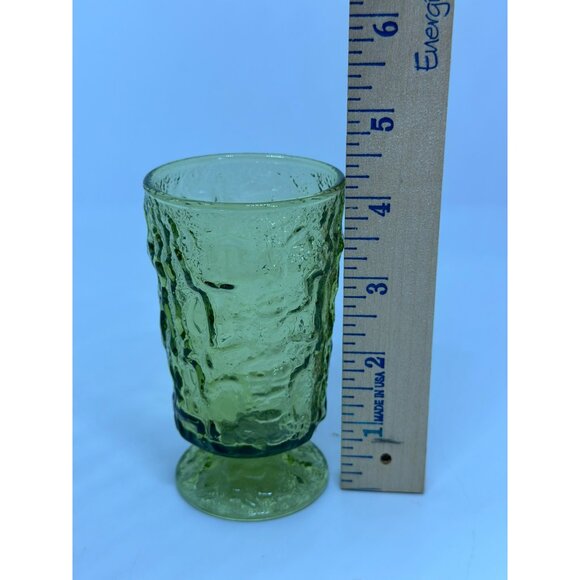VTG 1970 Seneca Milano Green Footed 4.25" Juice Glass Green Textured Tumbler - Picture 6 of 6